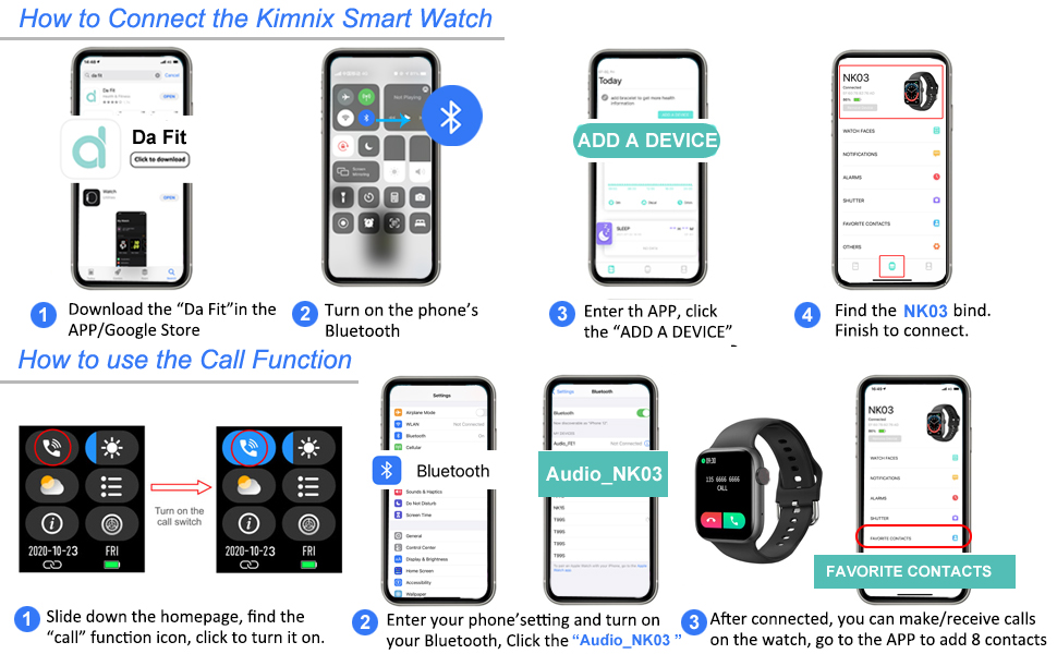 Smart Watch,Kimnix Smart Watch,Call Smart Watch,Longer Battery Life