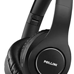 Bluetooth Headphones Wireless, pollini 40H Playtime Foldable Over Ear Headphones with Microphone, Deep Bass Stereo Headset with Soft Memory-Protein Earmuffs for iPhone/Android Cell Phone/PC (Black)