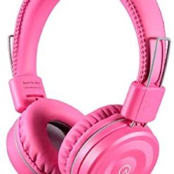 Kids Headphones-noot products K22 Foldable Stereo Tangle-Free 5ft Long Cord 3.5mm Jack Plugin Wired On-Ear Headset for iPad/AmazonKindle,Fire/Girls/Boys/School/Laptop/Travel/Plane/Tablet FlamingoPink