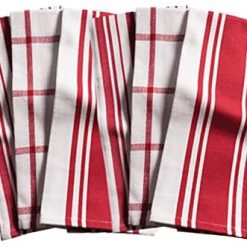 KAF Home Kitchen Towels, Set of 6, Cherry & White, 100% Cotton, Machine Washable, Ultra Absorbent