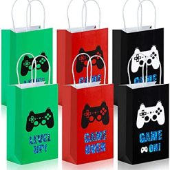 Queepe 24 Pieces Video Game Paper Party Bags Party Video Game Favor Bags Set Video Game Goody Bags Game Birthday Party Supplies for Boys, Video Game Theme Party Decorations, 3 Styles