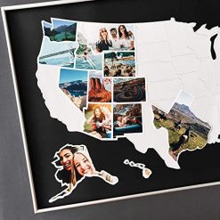 USA Photo Map - 50 States Travel Map - 24 x 36 in - Unframed - Made from Flexible Plastic - Includes Photo Maker - Black - USAPM by 1DEA.me