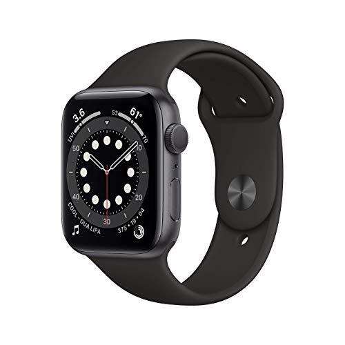 Apple Watch Series 6 (GPS, 44mm) - Space Gray Aluminum Case with Black Sport Band (Renewed)