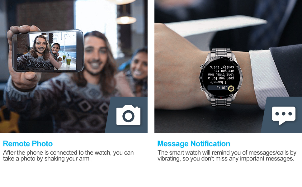 smartwatch message notification and remote photo