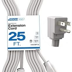 Appliance Extension Cord - 25ft Heavy Duty Extension Wire for Air Conditioner, Refrigerator, & All Major Appliances - 14 Gauge High Voltage 3 Prong Flat-End Appliance Cord for Indoor Power by DDON USA