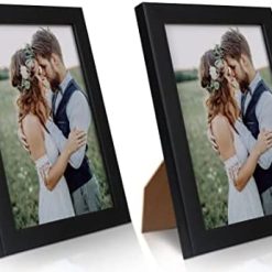 2 Pack 5x7 Picture Frame, Black Picture Frame for Wall and Tabletop Display, Resistant Plastic Photo Picture Frame with Clear Plexiglass for Vertical or Horizontal Display