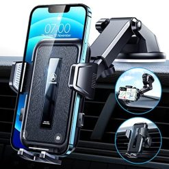 [2022 Newest] VANMASS Car Phone Mount [Military-Grade Super Suction] Dashboard Phone Holder, Universal Cell Phone Holder Car Dash Windshield Air Vent Stand for iPhone 13 All Mobile Phones, Black