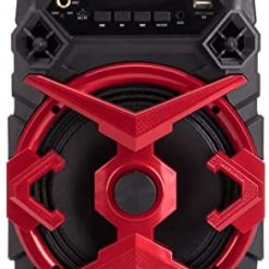 6.5-inch Portable Wireless Speaker, Portable subwoofer System, Rechargeable Outdoor Bluetooth led Speaker, USB / MP3 / Multicolor LED Light (Red)
