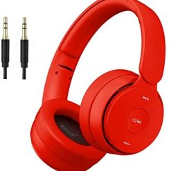 BRNEWO Wireless Bluetooth Headphones Over Ear, Hi-Fi Stereo Foldable Wired/Wireless/TF for Travel/Adult/Kids/Teen, 25 Hours Playtime(Red)