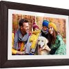 BYYBUO 10.1 inch WiFi Digital Photo Frame, 1280 * 800 IPS Touch Screen Digital Picture Frame,16G-Walnut,Share Photos or Videos via Frameo APP(No Built-in Battery)