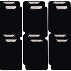 Black Plastic Clipboards, 12 Pack, Durable, 12.5 x 9 Inch, Low Profile Clip, by Better Office Products, Black, Set of 12
