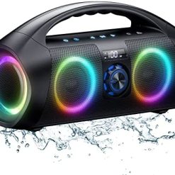 Bluetooth Speaker, 60W(80W Peak) Booming Bass with Subwoofer, IPX7 Waterproof, Beat-Driven Lights, Power Bank, Pair 100 Speakers, Dazzling Boom Wireless Portable Loud Speakers for Outdoor/Party/Beach