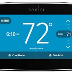 Emerson Sensi Touch Wi-Fi Smart Thermostat with Touchscreen Color Display, Works with Alexa, Energy Star Certified, C-wire Required, ST75 Black 5.625" x 3.4" x 1.17"