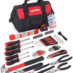 FASTPRO 215-Piece Home Repairing Tool Set with 12-Inch Wide Mouth Open Storage Bag,Household Hand Tool Kit