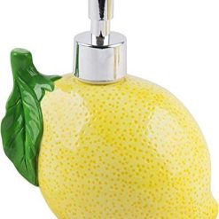 Home Essentials Ceramic Lemon Shaped Soap Dispenser- Lotion Dispenser for Kitchen or Bathroom Countertops