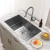 Kitchen Sink, MENSARJOR 32'' x 19'' Undermount Single Bowl 16 Gauge Stainless Steel Kitchen Sink with accessories