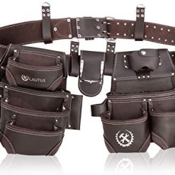 LAUTUS Oiled Tanned Rig Tool Belt/Pouch/Bag, Carpenter, Construction, Framers, Handyman, Electrician