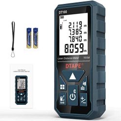 Laser Measure, DTAPE 328 Feet Digital Laser Tape Measure M/In/Ft Unit switching Backlit LCD and Pythagorean Mode, Measure Distance, Area and Volume - Hand Strap and Battery Included DT100
