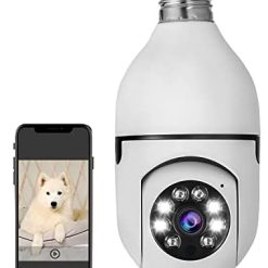 Light Bulb Camera 1080P WiFi Camera 2.4Ghz 360 Degree WiFi Outdoor Panoramic IP Bulb Camera Wireless WiFi Light Bulb Camera Security Camera with Night Vision, 2-Way Audio, Motion Detection Alarm