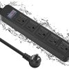 Outdoor Power Strip Waterproof with 5 Outlet, Garden Weatherproof 1700J Surge Protector, Christmas Multiple Outlet Exterior Socket for Lighting Appliances. 6FT Extension Cord Strip with Flat Plug.