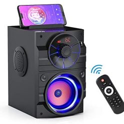 Portable Bluetooth Speakers with Light, Wireless Big Speakers with Subwoofer, FM Radio, LED Lights, EQ, Booming Bass, Bluetooth 4.2 Stereo Loud Outdoor/Indoor Party Speakers for Home, Camping, Travel