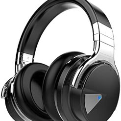 Qisebin E7 Headphones Active Noise Cancelling Headphones Bluetooth Headphones with Microphone Deep Bass Wireless Headphones Over Ear, Comfortable Protein Earpads, 30 Hours Playtime Black