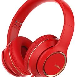 RORSOU R8 On-Ear Headphones with Microphone, Lightweight Folding Stereo Bass Headphones with 1.5M No-Tangle Cord, Portable Wired Headphones for Smartphone Tablet Computer MP3 / 4 (Red)