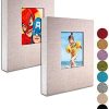 Small Photo Album 4x6 – Clear Pages, Linen Cover with Front Window, Pack of 2, Each Small Album Holds 52 Photos, Small Brag Book Photo Album for 4x6 Pictures, Beige Fabric