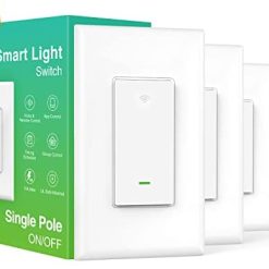Smart Wi-Fi Light Switch Compatible with Alexa and Google Assistant 2.4Ghz, Single-Pole,Neutral Wire Required,UL Certified,Remote/Voice Control and Schedule, No Hub Required (4 Pack), White