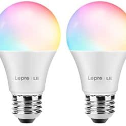 Smart WiFi Light Bulbs, LED Color Changing Lights, Compatible with Alexa & Google Home, Dimmable with App, 60 Watt Equivalent, A19 E26, No Hub Required, 2.4GHz WiFi Only (2 Pack)