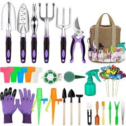 Tudoccy Garden Tools Set 83 Piece, Succulent Tools Set Included, Heavy Duty Aluminum Gardening Tools for Gardening, Non-Slip Ergonomic Handle Tools, Durable Storage Tote Bag, Gifts Tools for Men Women
