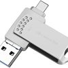 USB C Flash Drive 1TB USB3.0 Memory Stick 3 in 1 Thumb Drive Photo Stick External Storage Richwell for i Pad pro Android USB C Devices Computers and MacBook Pro Air USB Type C Silver DD 1TB