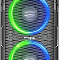 W-KING 80W Bluetooth Speaker Loud, Super Rich Bass, Huge 105dB Sound Portable Party Speakers, Mixed Color LED Lights, 12000mAH Battery, Bluetooth 5.0, USB Playback, TF Card, Non-Waterproof