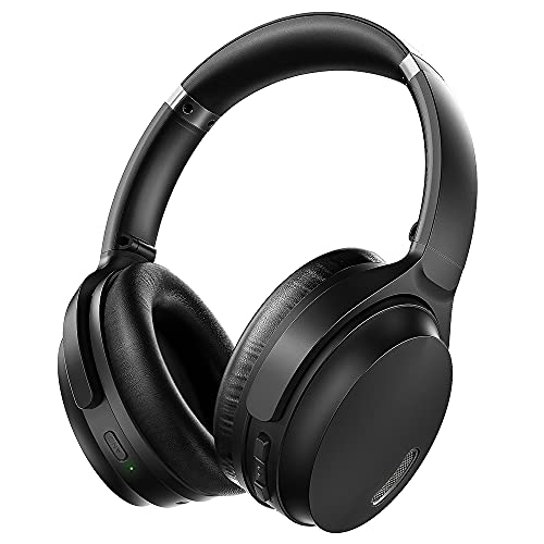 Active Noise Cancelling Headphones, HROEENOI JZ02 Bluetooth Headphones, Wireless Over Ear Headphones with CVC 8.0 Microphone Deep Bass Headset, 40 Hours Playtime for Travel Work TV Phone - Black
