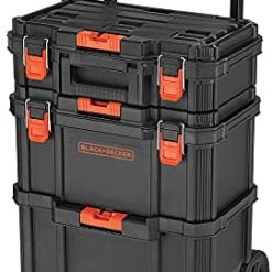beyond by BLACK+DECKER BLACK+DECKER BDST60500APB Stackable Storage System - 3 Piece Set (Small Toolbox, Deep Toolbox, and Rolling Tote)
