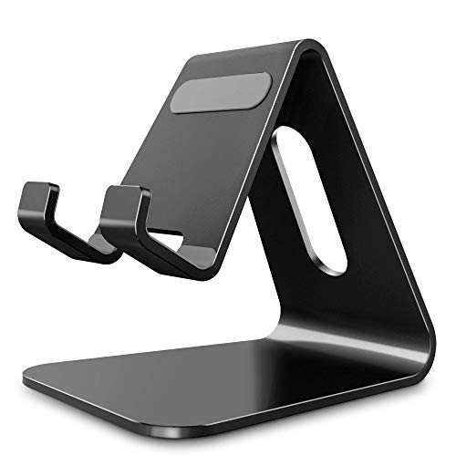 CreaDream Cell Phone Stand, Cradle, Holder,Aluminum Desktop Stand Compatible with Switch, All Smart Phone, iPhone 11 Pro Xs Max Xr X Se 8 7 6 6s Plus SE 5 5s-Black