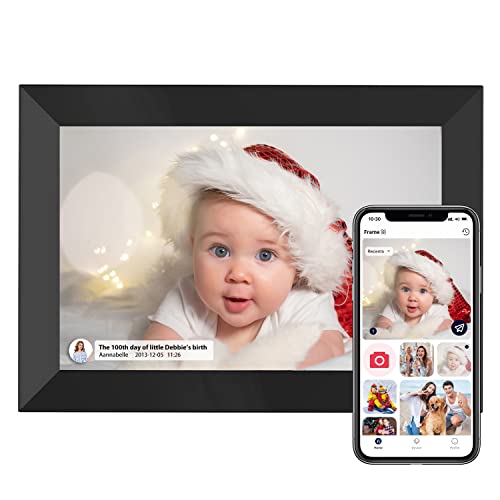 Digital Photo Frame - Hyjoy WiFi Digital Picture Frame 8 Inch with IPS HD Touch Screen, Auto-Rotate Function, 8GB Storage Easy Setup to Share Photos or Videos Anywhere via AiMOR App(Black)