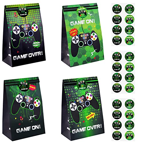 Game Gift Bag - 24 PCS Video Game Party Supplies Goodie Bags for Kids Boys Gamer Gaming Theme Baby Shower Birthday Party Favors Candy Treat Bags