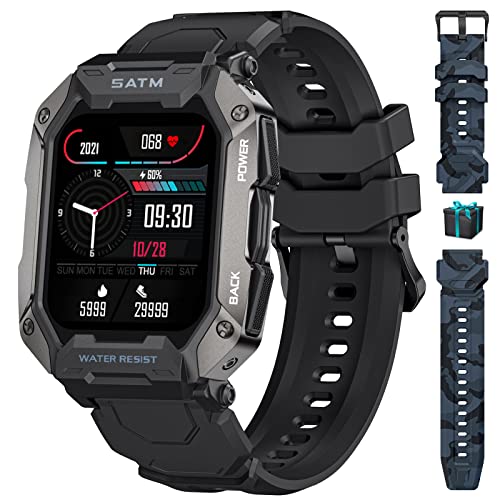 LIGE Smart Watch Men, 1.71'' Full Touch Screen 50 Days Standby Fitness Tracker with Sleep/Heart Rate Monitor, 5ATM Waterproof Watch with 24 Sports Modes Outdoors Military Smartwatch for Android iOS…