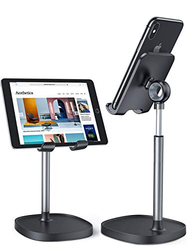 LISEN Cell Phone Stand, Adjustable Phone Stand for Desk, Thick Case Friendly Phone Holder Stand, Taller iPhone Stand Compatible with All Mobile Phone, iPhone, iPad, Tablet 4-10'' Desk Accessories