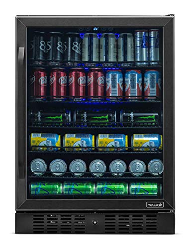 NewAir 24" Beverage Refrigerator Cooler - 177 Can Capacity - Black Stainless Steal With Built In Cooler and Glass Door | Cool your Soda, Beer, and Beverages to 37F NBC177BS00
