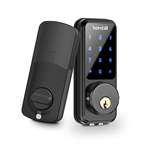 Smart Door Lock with Keypad, hornbill Smart Lock Front Door, Smart Locks Deadbolt Digital Electric Door Lock Works with Smartphone, Code Auto Door Lock for Office Airbnb(Not Included G2 Gateway)