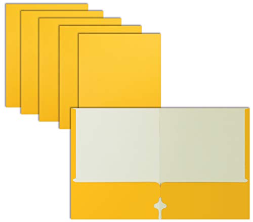 Two Pocket Portfolio Folders, 50-Pack, Yellow, Letter Size Paper Folders, by Better Office Products, 50 Pieces, Yellow