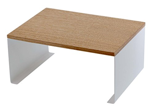 Yamazaki Home Wood-Top Stackable Kitchen Rack-Modern Counter Shelf Organizer, White