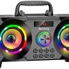 60W Portable Bluetooth Speaker with Subwoofer Heavy Bass, Wireless Speakers Bluetooth 5.0, Support FM Radio, MP3 Player, EQ,LED Colorful Lights, Loud Outdoor Stereo Speaker for Home, Party, Travel
