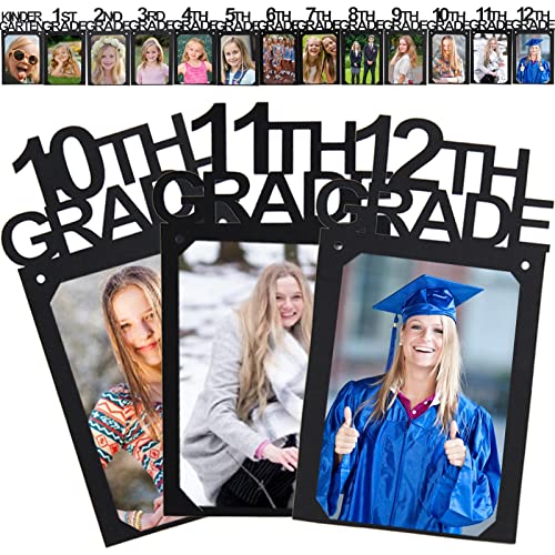 8x10 Graduation Photo Banner for 2022 Party Decorations Kindergarten to 12th Grade Graduation Party Photo Display K-12 Picture Banner for Primary Middle High School College Graduation Party Decor Supplies Black SG063BK-2XL