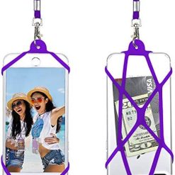 Gear Beast Universal Cell Phone Lanyard - Silicone Cell Phone Holder for Walking w/Neck ﻿Strap, Purple