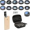Phone Camera Lens 11 in 1 Phone Lens Kit, Fisheye Lens/Wide Angle Lens & Macro Lens/Zoom Lens+CPL/Flow/Radial/Star/Soft Filter Compatible for iPhone 12 11 Xs Pro 8 Plus iPad Samsung Most of Smartphone