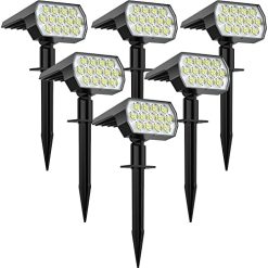 Solar Spot Lights Outdoor, [6 Pack/52 LED/3 Modes] 2-in-1 Solar Landscape Spotlights, WELALO Solar Powered Security Lights, IP65 Waterproof Wall Lights for Walkway Yard Garden Driveway(Cool White)