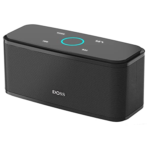 Bluetooth Speaker, DOSS SoundBox Touch Portable Wireless Speaker with 12W HD Sound and Bass, IPX4 Water-Resistant, 20H Playtime, Touch Control, Handsfree, Speaker for Home, Outdoor, Travel-Black